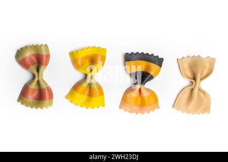 bow tie pasta isolated on white surface Stock Photo