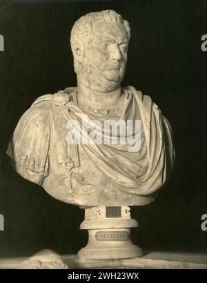 Ancient marble bust statue of Roman Emperor Vitellius, Capitoline Museum, Italy 1900s Stock Photo