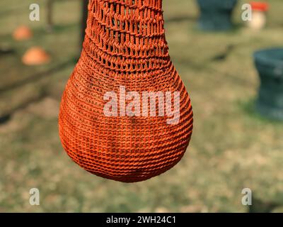 red rope sculpture texture in backyard Stock Photo - Alamy