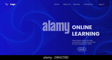 Online education landing page template. Abstract background for e-learning school web site.Vector illustration Stock Vector