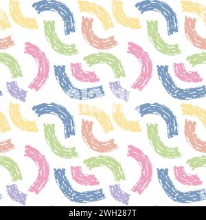 Fashion abstract contemporary seamless pattern with dry brush crayon charcoal lines. Graphic squiggle vector. Modern trendy Vector. Grunge, texture pa Stock Vector