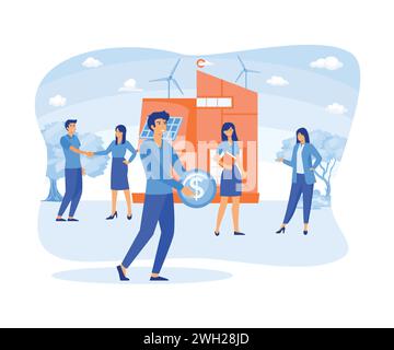 Eco house concept. Technology system with centralized control modern house, save planet. flat vector modern illustration Stock Vector