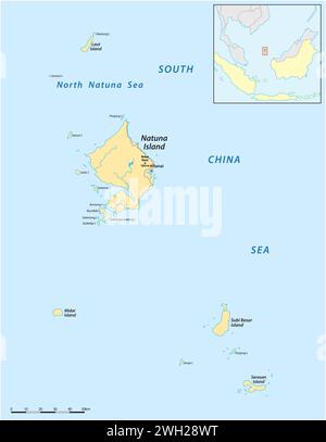 Natuna Islands map, Indonesia Stock Vector