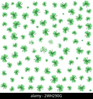 Simple seamless pattern with clovers leafs. St Patrick's Day symbol, Irish lucky shamrock background. Vector illustration Stock Vector