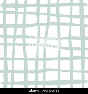 Vector hand drawn cute checkered grid pattern. Doodle Plaid geometrical simple texture. Uneven Crossing lines. Abstract cute delicate pattern ideal fo Stock Vector