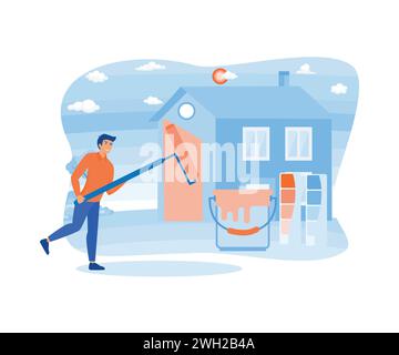 Man Provide Professional services from painter services. flat vector modern illustration Stock Vector