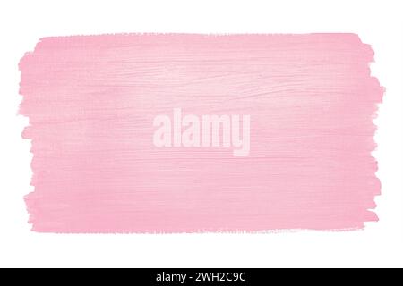 Pink paint brush stroke on white background, smooth texture, artistic abstract design element. Stock Photo
