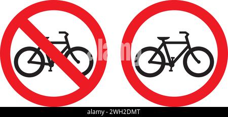 Bicycle prohibition signs on a white background Stock Vector