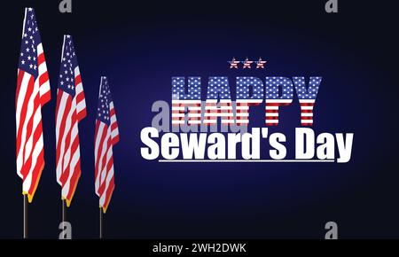 Happy Seward's Day Stylish Text Design Stock Vector