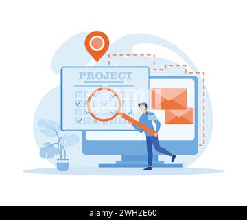Planning, developing and scheduling successful business projects. flat vector modern illustration Stock Vector