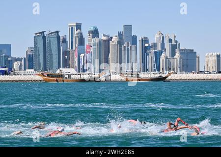 Doha, Qatar. 7th Feb, 2025. Supporters of Qatar are seen during the