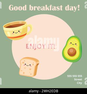 An editable banner to promote breakfasts with text and copy space Stock Vector