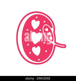 Hearts And Stars Designer Q Letter Vector Illustration Stock Vector