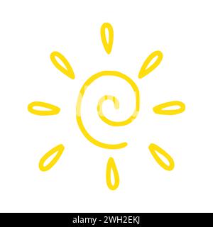Doodle Spiral Sun Icon Stock Vector