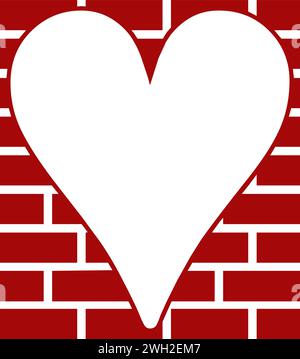 Empty Heart Frame On Brick Wall Vector Illustration Stock Vector