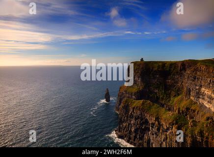 O'Brien's Tower, a folly situated on the edge of the Cliffs of Moher in County Clare, Ireland. Stock Photo