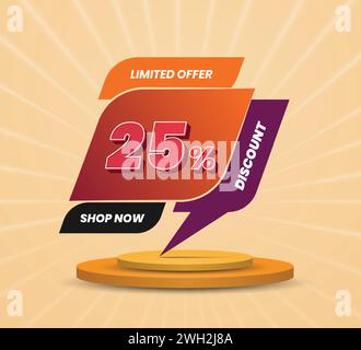 Sale discount label design for social media banner with simple text effect Stock Vector