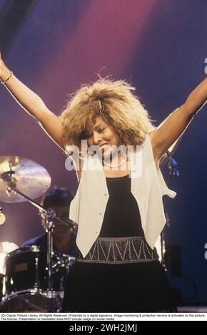 Tina Turner. American-born Swiss singer and actress, born november 26 1939. Pictured when performing in Stockholm Sweden 1986. Stock Photo