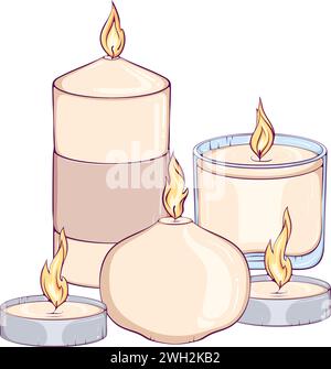 Still life of different candles color Stock Vector