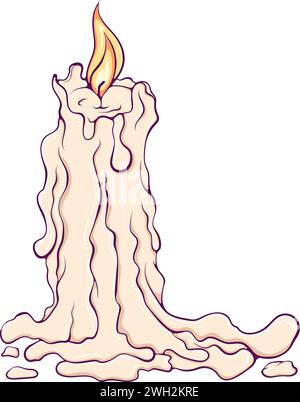 Burning melted candle color Stock Vector
