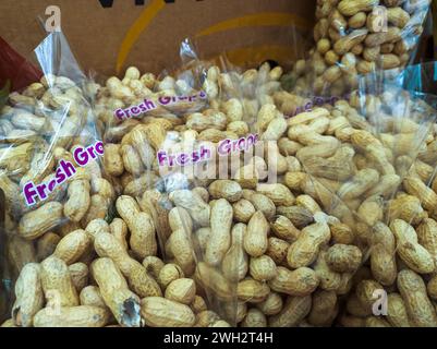 Peanuts on sale in at a fruit and vegetable stand in New York on Friday, February 2, 2024. (© Richard B. Levine) Stock Photo