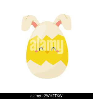 a cute easter egg, a chick with bunny ears. On a white isolated background vector Stock Vector