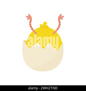 A cute Easter egg, with a chick in the shell upside down.  On a white isolated background vector Stock Vector