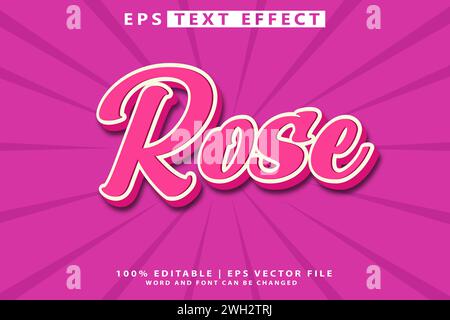 Editable text effect "rose" on a pink backdrop Stock Vector