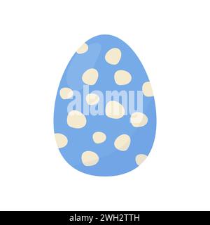 cute easter egg, blue with white dots, spots.  On a white isolated background vector Stock Vector