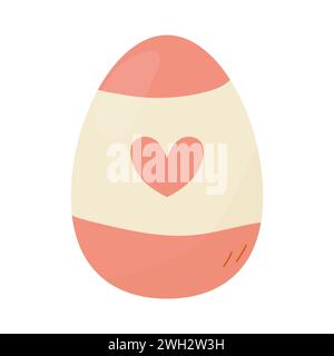 A cute easter egg, pink with a heart.  On a white isolated background  vector Stock Vector