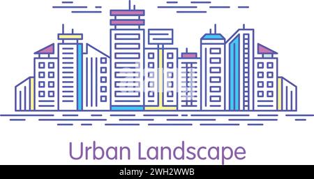 City landscape .Downtown landscape with high skyscrapers.Line building , Vector Illustration. Stock Vector
