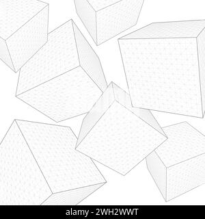 Cube technical drawing .Engineering design. Stock Vector
