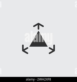 Triangle Triple Arrows out icon. Geometric Triangle with Arrows. Stock vector illustration isolated Stock Vector