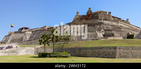 Cartagena, Colombia - 24 January 2024: Panoramic view of San Felipe de Barajas Castle in Cartagena. Stock Photo