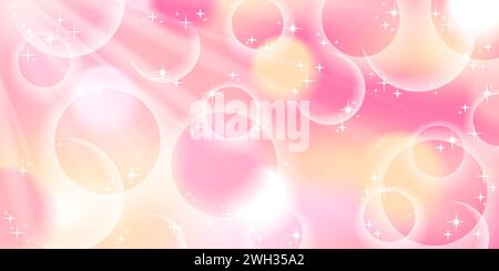 Cute y2k pink yellow anime background with bubbles. Stock Vector