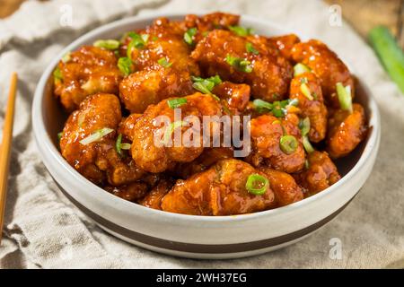 Spicy Deep Fried Korean Chicken with Sesame and Soy Sauce Stock Photo