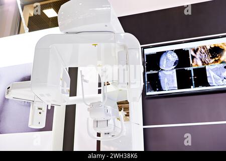 Radiological dental device digital panoramic, cephalometric and tomographic extra-oral X-ray system Stock Photo