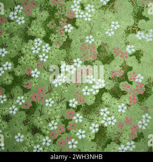Traditional Japanese patterns with floral theme (cherry blossoms) Stock Photo