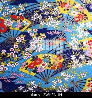 Traditional Japanese patterns - flowers and fans Stock Photo