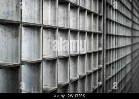 Fence made from zinc plated grid metal. Stock Photo