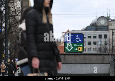 Prague, Czech Republic. 06th Feb, 2024. Mustek metro station in Prague, Czech Republic, February 6, 2024. Credit: Michal Kamaryt/CTK Photo/Alamy Live News Stock Photo