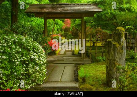 Teahouse Outer Gate, Portland Japanese Garden, Washington Park, Portland, Oregon Stock Photo