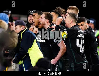 Celtic’s Adam Idah (left) celebrates scoring their side's third goal of ...