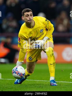 Chelsea goalkeeper Djordje Petrovic during the Emirates FA Cup fourth round replay match at Villa Park, Birmingham. Picture date: Wednesday February 7, 2024. Stock Photo