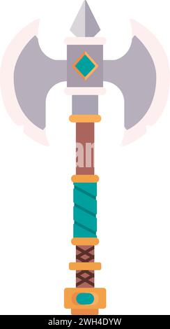 Isolated colored retro videogame axe medieval weapon icon Vector Stock Vector