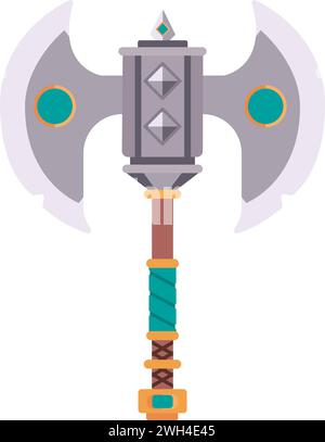 Isolated colored retro videogame axe medieval weapon icon Vector Stock Vector