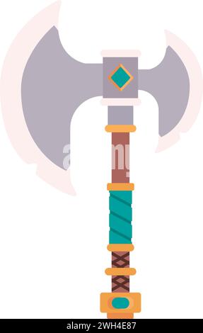 Isolated colored retro videogame axe medieval weapon icon Vector Stock Vector