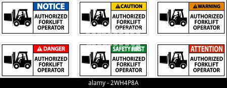 Caution Authorized Forklift Operator Sign Stock Vector