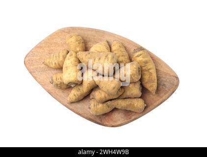 Tubers of turnip rooted chervil isolated on white, top view Stock Photo
