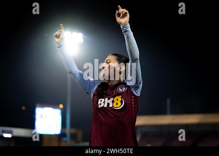 Crawley, UK. 7th February 2024.   Maz Pacheco of Aston Villa Women during The FA Women’s Continental Tyres League Cup Quarter Final match between Brighton & Hove Albion WFC and Aston Villa WFC at Broadfield Stadium in Crawley on 7th February 2024.   This image may only be used for Editorial purposes. Editorial use only.  Credit: Ashley Crowden/Alamy Live News Stock Photo